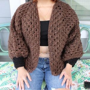Brown Cropped Cardigan